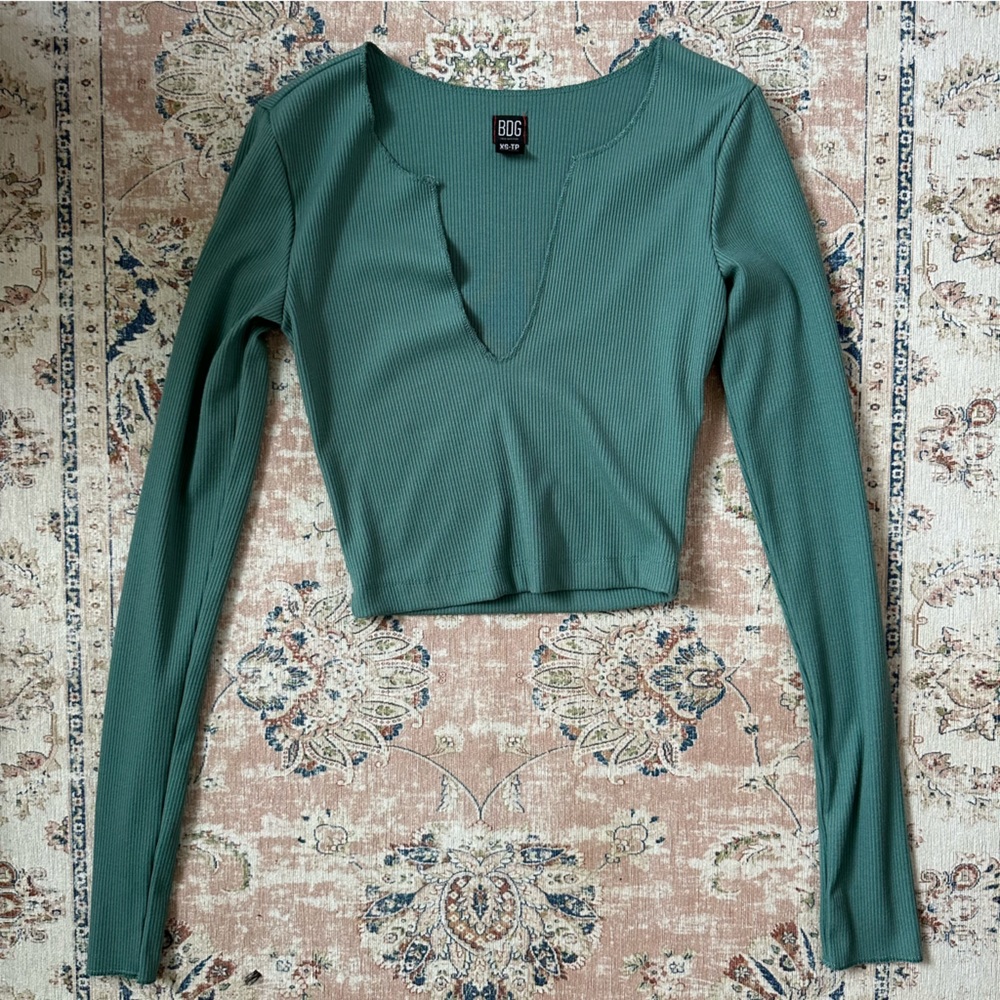 BDG Teal V-neck crop top